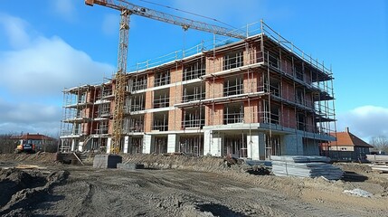 Apartment Building Under Construction: A Daytime View