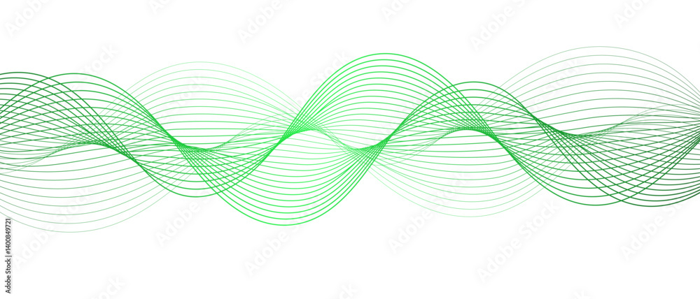 Wall mural abstract blue line wave with geometric technology, data science frequency gradient lines. smooth dig
