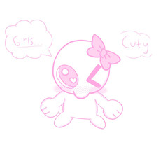 Cute pink character with a bow and a blush