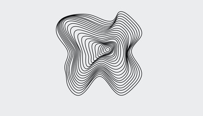 Topographic line drawing with organic distortion and concentric center