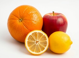 Vibrant Citrus Fruits Bundle - Fresh Apples and Oranges with Sliced Lemons