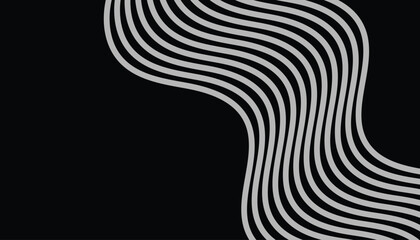 Abstract silver flowing lines on dark background in minimalist design