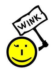 wink clin oeil smiley pancarte symbole caractere
