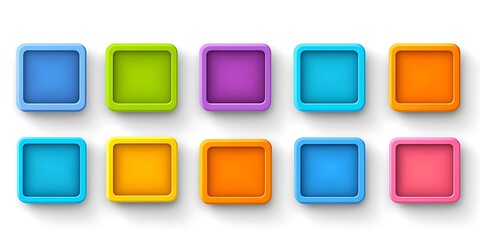 Vibrant array of square buttons with rounded corners perfect interface icons