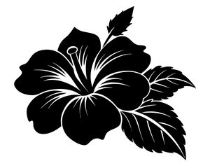 Hibiscus Flower Silhouette Vector Design, Hibiscus SVG, Tropical Flower Icon