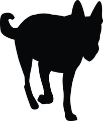 Dunker dog black silhouette on white background