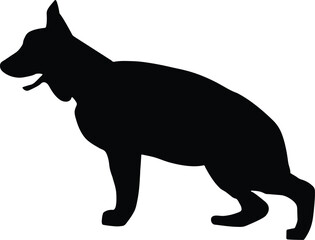 Black silhouette of German Shepherd dog on a white background Vector illustration
