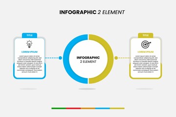 Modern two-element infographic with circular center and clean layout. Ideal for comparing data, processes, or concepts. Fully editable vector, perfect for business, marketing, and educational use