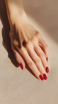 woman makeup red lips and nails
