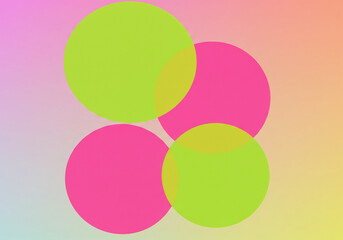 Obraz premium Overlapping Pastel Pink and Green Circles Abstract Geometric Background
