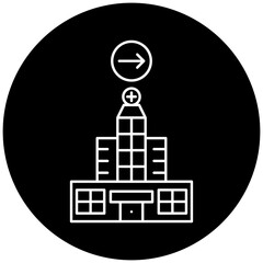 hospital icon design arrow right