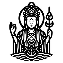 Avalokitesvara, simple logo, isolated on white