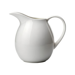 White ceramic pitcher simple and elegant design for serving drinks isolated on a clean isolated on transparent background