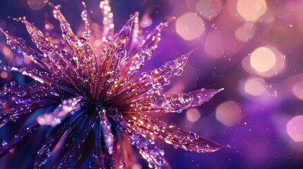 Fototapeta premium Enchanted Dewdrop Bloom: A Macro Photography of a Flower with Water Droplets