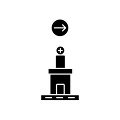 hospital icon design arrow right