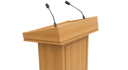 Isolated Wood Podium for Speech on White