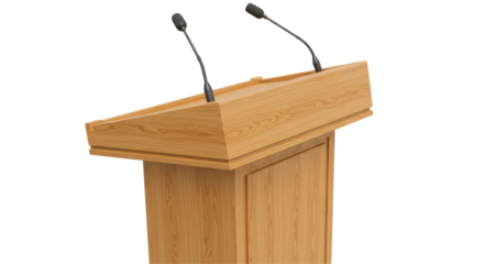 Isolated Wood Podium for Speech on White