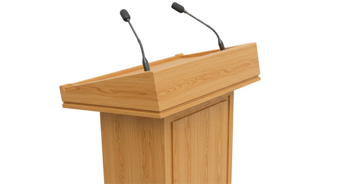 Isolated Wood Podium for Speech on White
