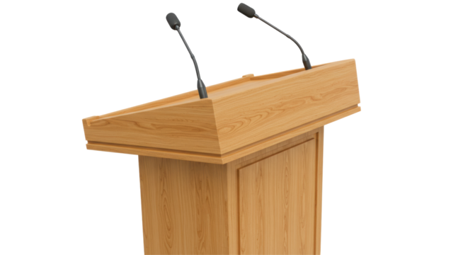 Isolated Wood Podium for Speech on White