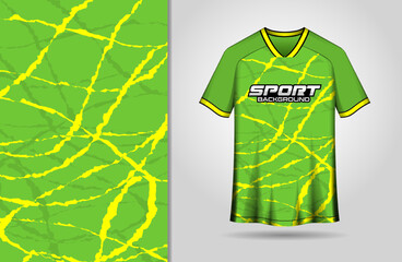 Abstract grunge green and yellow sport jersey design