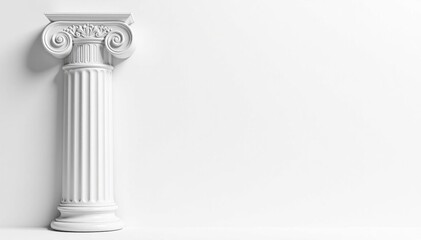 Fototapeta premium Elegant Roman column detail against stark white , heritage, design