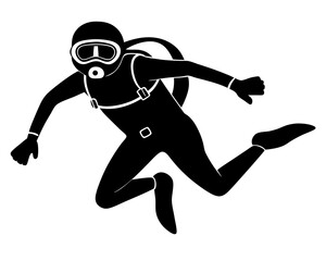Scuba Diver Silhouette Vector Design, Scuba Diver SVG, Diving Icon