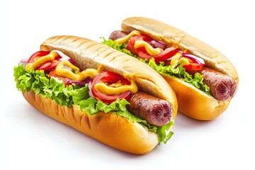 Two hot dogs with toppings