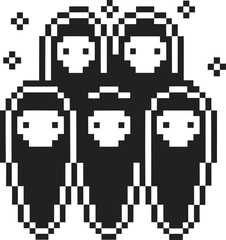 Fototapeta premium Pixel art ghosts grouping together for halloween festivity