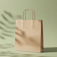 Kraft Paper Bag with Space for Logo or Custom Text on Green Background