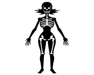 Women Skeleton Silhouette Vector Design, Female Skeleton SVG, Skeleton Icon