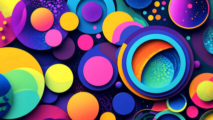 Vibrant abstract digital artwork with geometric circles