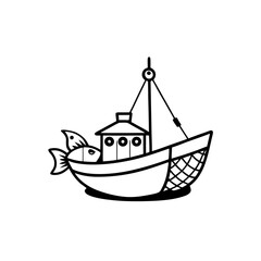 vector illustration of a fishing boat