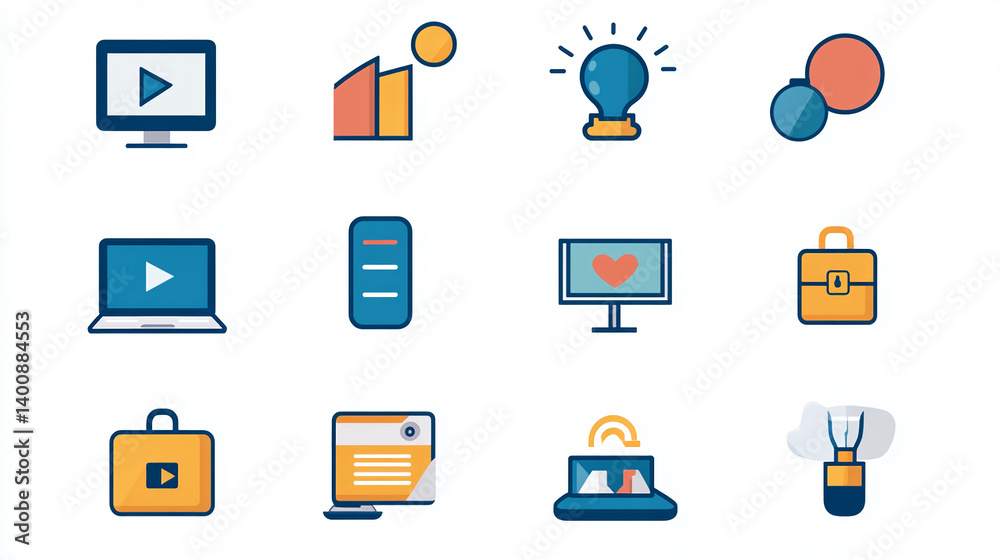 Fototapete Business technology icons vector set for website and mobile app design modern style creative collection