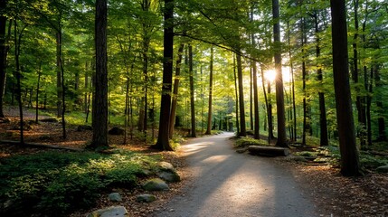 Obraz premium Sunlit forest path
