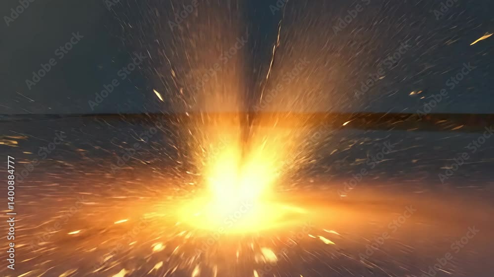 Wall mural dramatic display of fiery sparks erupting from a central point, creating an abstract, energetic, vib