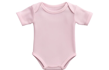 Baby pink onesie, short sleeves, and a round neck on a transparent background PNG