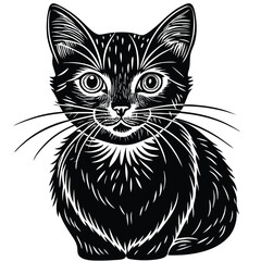 black and white cat vector
