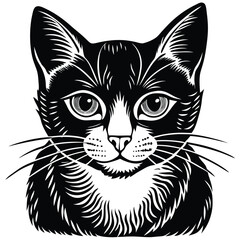black and white cat vector