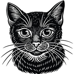 black and white cat vector