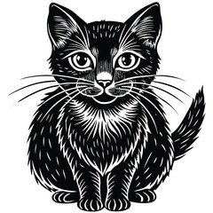 black and white cat vector