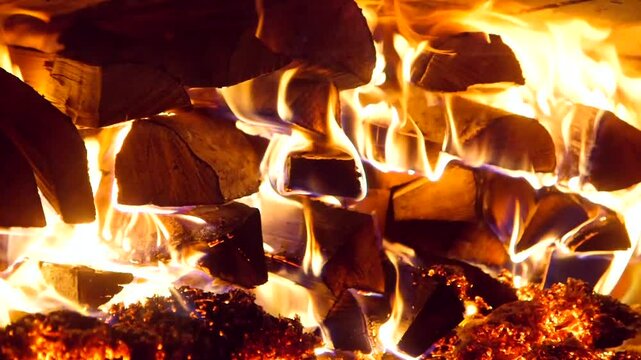 Large Amount of Wood Burns Quickly in a Stove with a Large Flame. Stove or Range is a Device that Generates Heat Inside or on Top of the Device, For Local Heating or Cooking.