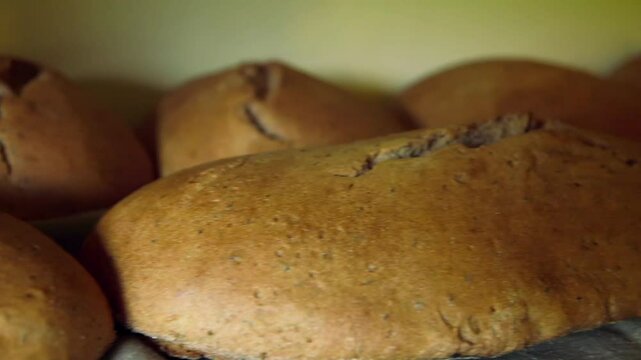 Freshly Baked Sweet and Sour Bread Loaves at the Bread Oven. Bread is a Staple Food Prepared from a Dough of Flour, Usually Wheat, and Water, Usually by Baking.