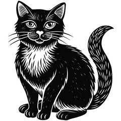 black and white cat vector