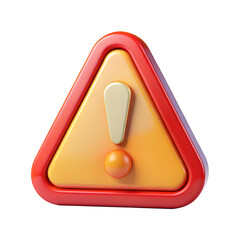 Warning sign 3d rendering isolated on transparent background. Alert, caution sign cut out