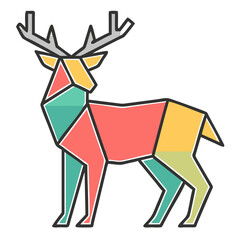 Obraz premium Elegant Polygon Deer – Geometric Standing Deer with Interlocking Antler Shapes