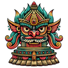 Naklejka premium Colorful Traditional Balinese Barong Mask Illustration for Cultural Art Projects