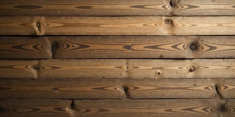 Naklejka premium Rustic Brown Wooden Planks with Knots and Grain Detail A Textured Background Image Perfect for Design Projects