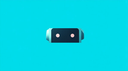 Minimalist robot design for tech startup branding and futuristic ai concept illustration on blue background