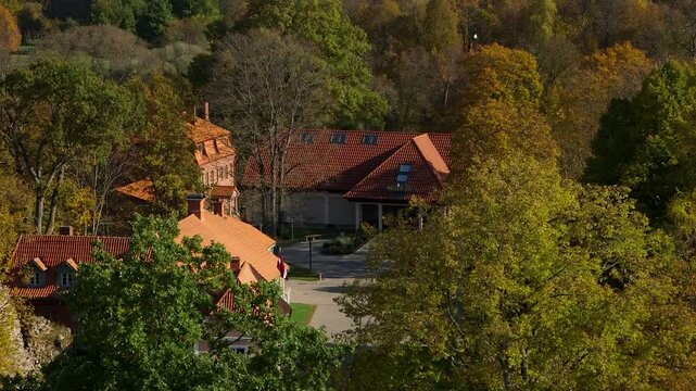 Small Rural Town Viewed from Above in Eastern Europe. Valmiera is One of the Oldest Cities in Latvia, Having Been a Member of the Hanseatic League.
