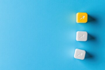Three Colorful Square Buttons with Arrows